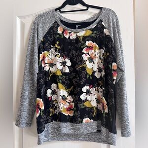 KUT From The Kloth Floral Knit Top in Black, grey, Cream, Green & Orange
